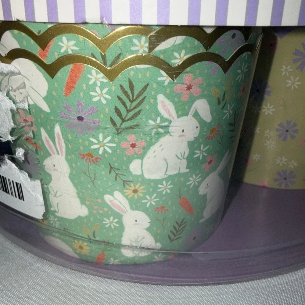 Set of 48 Floral Bunny Baking Cups Set Easter